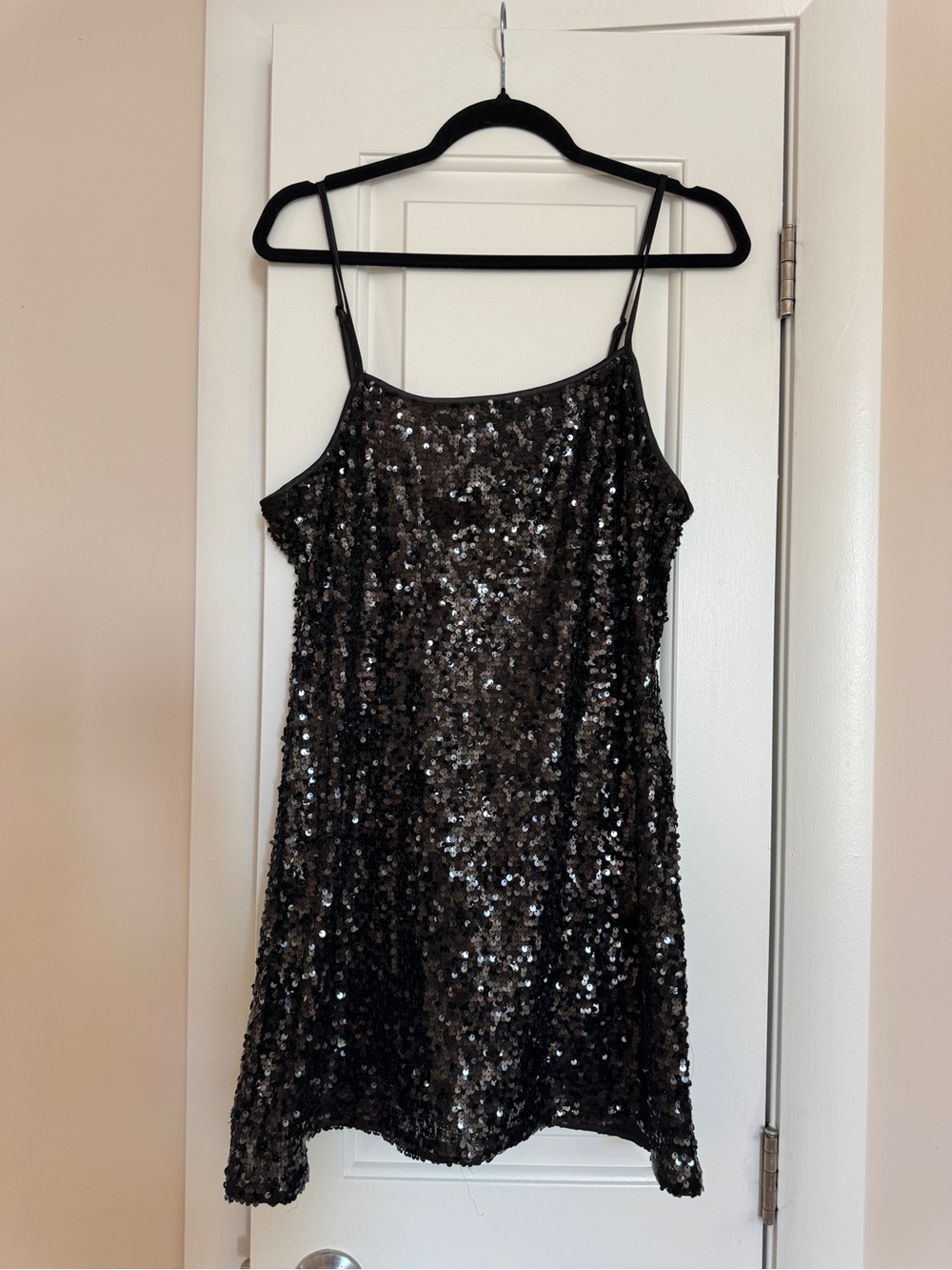 H&M Black Sequin Dress with Spaghetti Straps